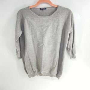 Cash Ca England Knitwear gray half sleeve knit merino wool sweater women medium